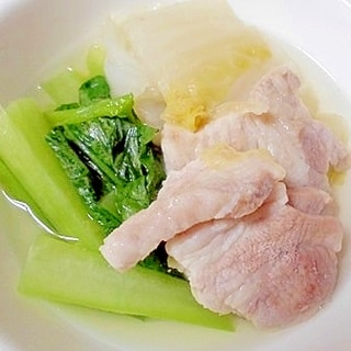 豚バラと白菜と小松菜の　簡単鍋